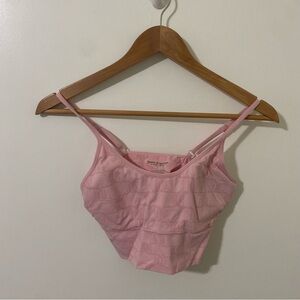Juicy Couture Pink JC Logo Print Cami Sports Bra Bralette Padded Adjustable Top